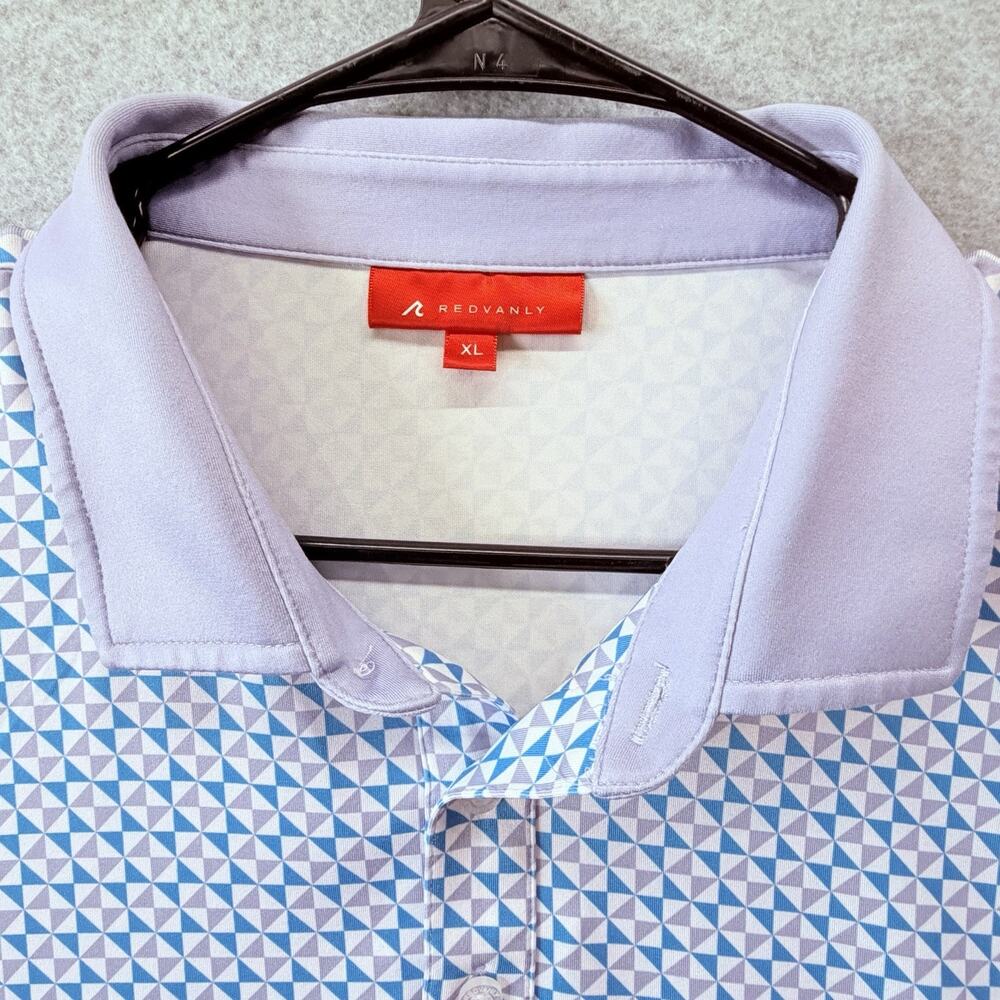 REDVANLY Golf Polo Shirt Mens XL Print Aqua Blue Purple Short Sleeve Logo
